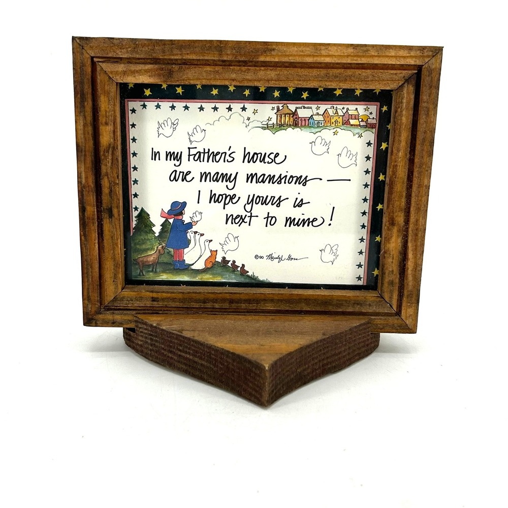 In My Fathers House Friendship Quote Wood Framed Art Gift with Heart Stand 2000